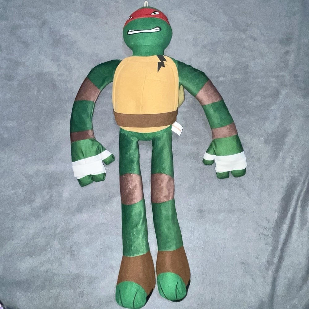 Playmates 29" Stretchkins TMNT Raphael Stuffed Plush Green Turtle Toy 2014